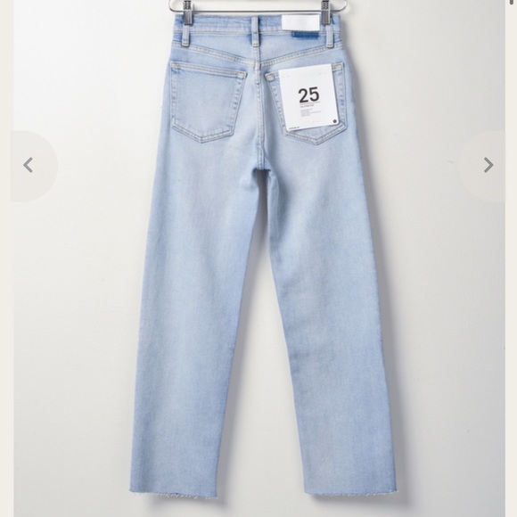 RE/DONE 70’s High Rise Stove Pipe Jeans Crops Raw Edge in Light 14 - Picture 2 of 11